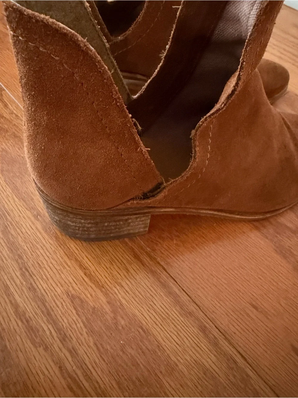 Brown Suede Cutout Ankle Boots Booties 7.5